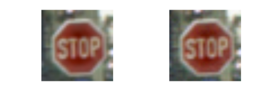 Des images floues de panneaux stop.