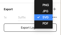 Dans le menu Export, le format SGV est sélectionné.