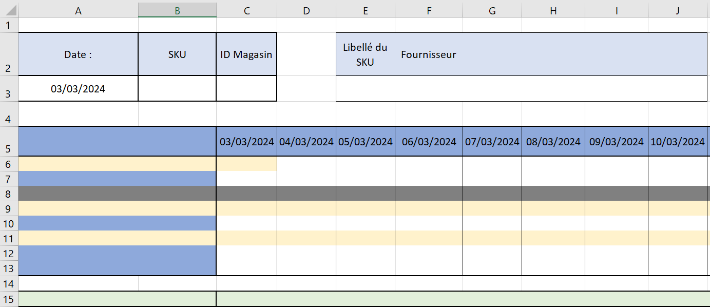 Votre grille de DRP sous format Excel