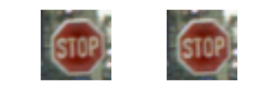 Blurred pictures of stop signs.