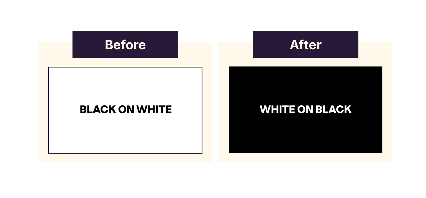 Two slides. One with black on a white background. The other with white on a black background.