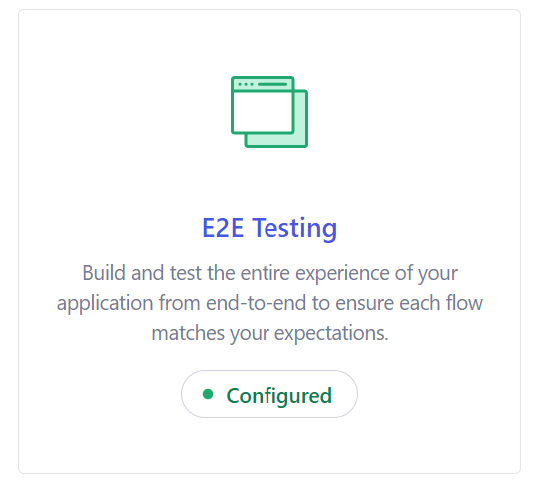 Capture d'écran montrant l'option E2E Testing dans Cypress