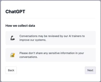 Screenshot showing the How we collect data screen in ChatGPT