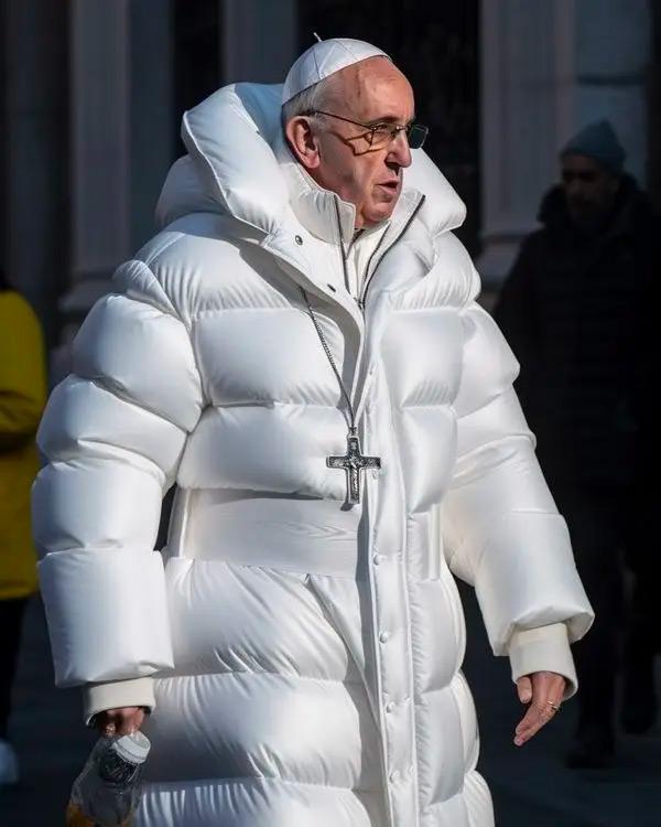 A (fake) image of the pope wearing a luxury puffer jacket