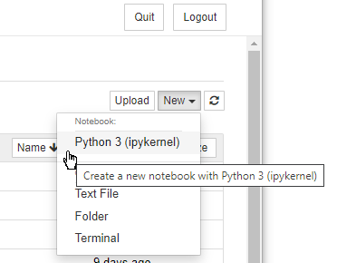 Create a Python 3 Notebook in Jupyter