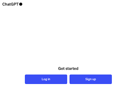 Log in or Sign up screen in ChatGPT