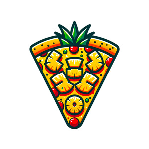 Un logo d'une part de pizza à l'ananas, sous forme d'illustration