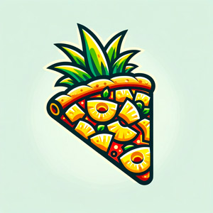 Une autre version du logo d'une part de pizza ananas