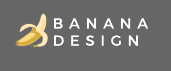 Le logo représente une banane avec à droite le titre de l'agence : Banana Design