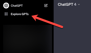 Impression d'écran montrant l'accès au lien vers le GPT Store