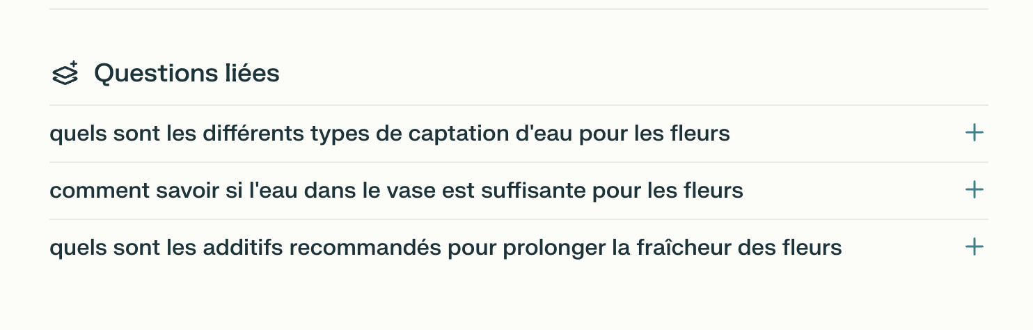 impression d'écran de l'espace questions liées sur Perplexity