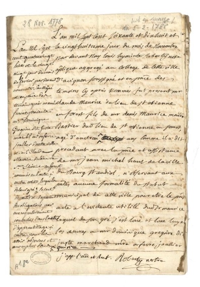 A jewelry apprenticeship contract from the 18th century (France)