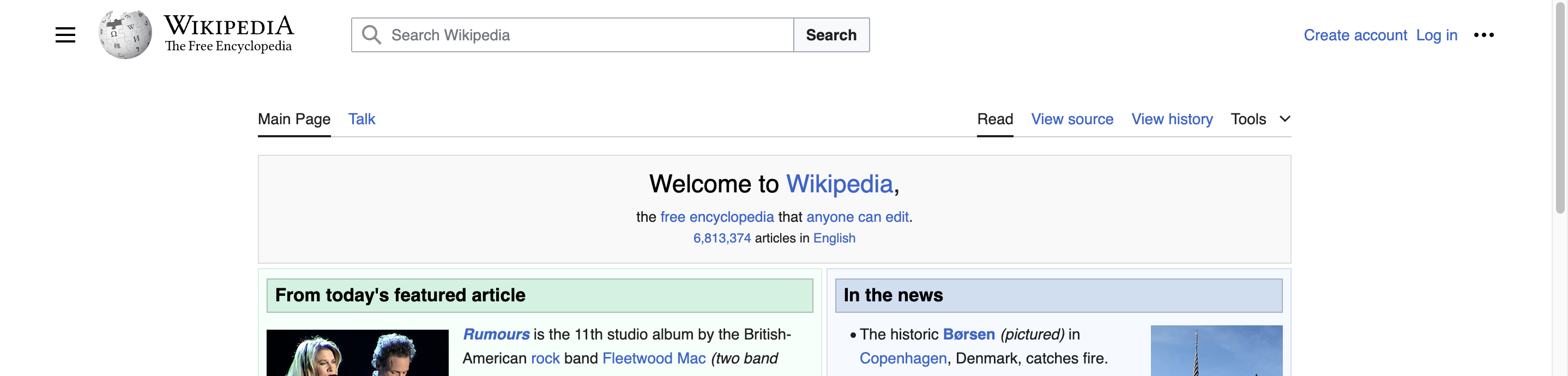 A screenshot of Wikipedia