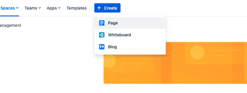 In the Create tab, you are able to create your first wiki page in Confluence.