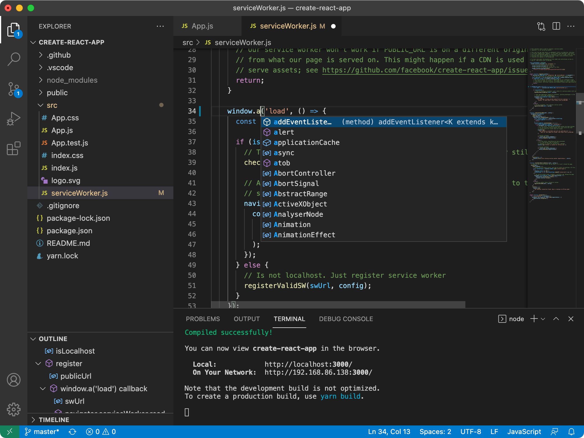 Capture d’écran de Visual Studio Code