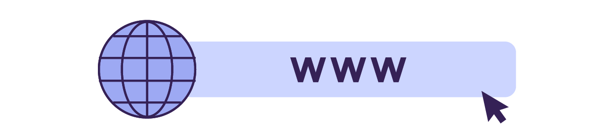 Un flèche clique sur un bouton qui contient les lettres WWW