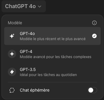 Capture d'écran sur le switch permet de choisir son algorithme (ChatGPT Plus)