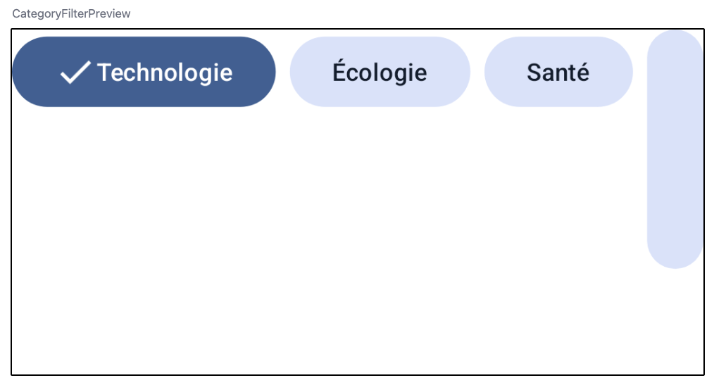 On voit les trois composants Technologie, Écologie et Santé. Il y en a un autre sur le côté qu'on ne voit pas car il est mal configuré.