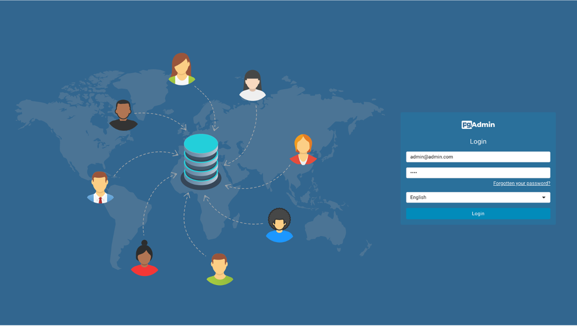 Ecran de connexion par pgAdmin