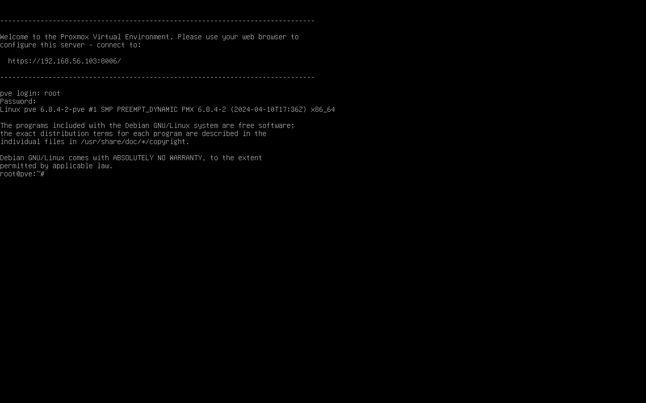 Capture d'écran de connexion Proxmox VE.