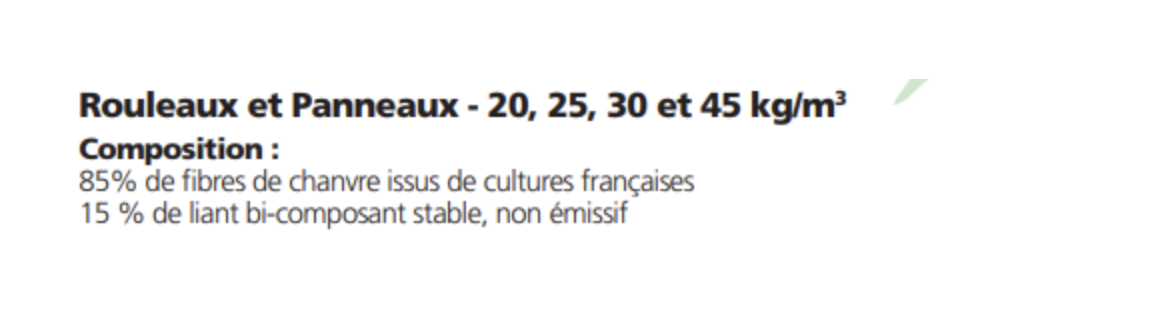 Caractéristiques physiques du produit