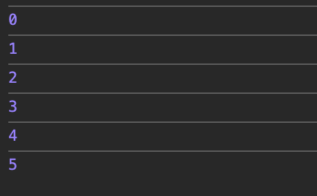 On voit 0, puis 1, puis 2, 3, 4, 5, puis … plus rien !