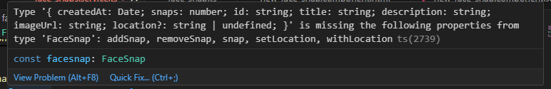 erreur Type is missing the following properties