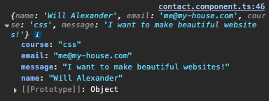 L'objet FormGroup a enregistré toutes les informations du formulaire.