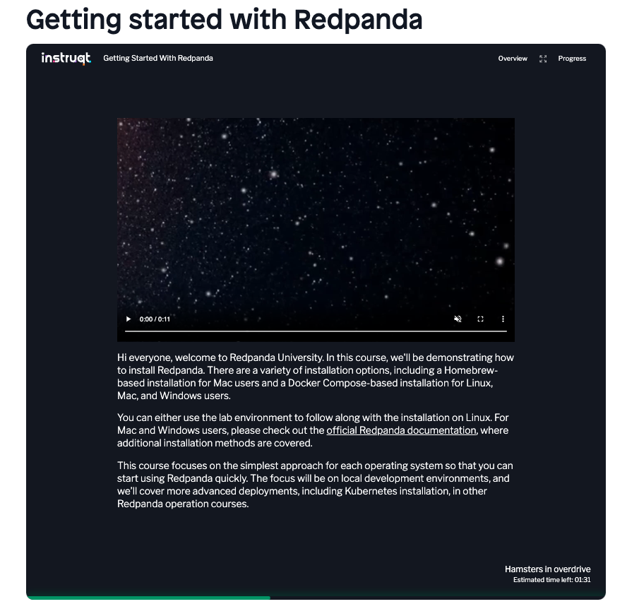 Capture d'écran avec le temps restant du cours indiqué en bas à droite.