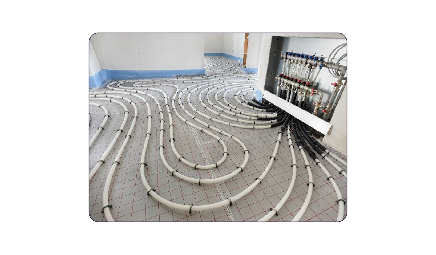 Photographie de l’installation d’un plancher chauffant