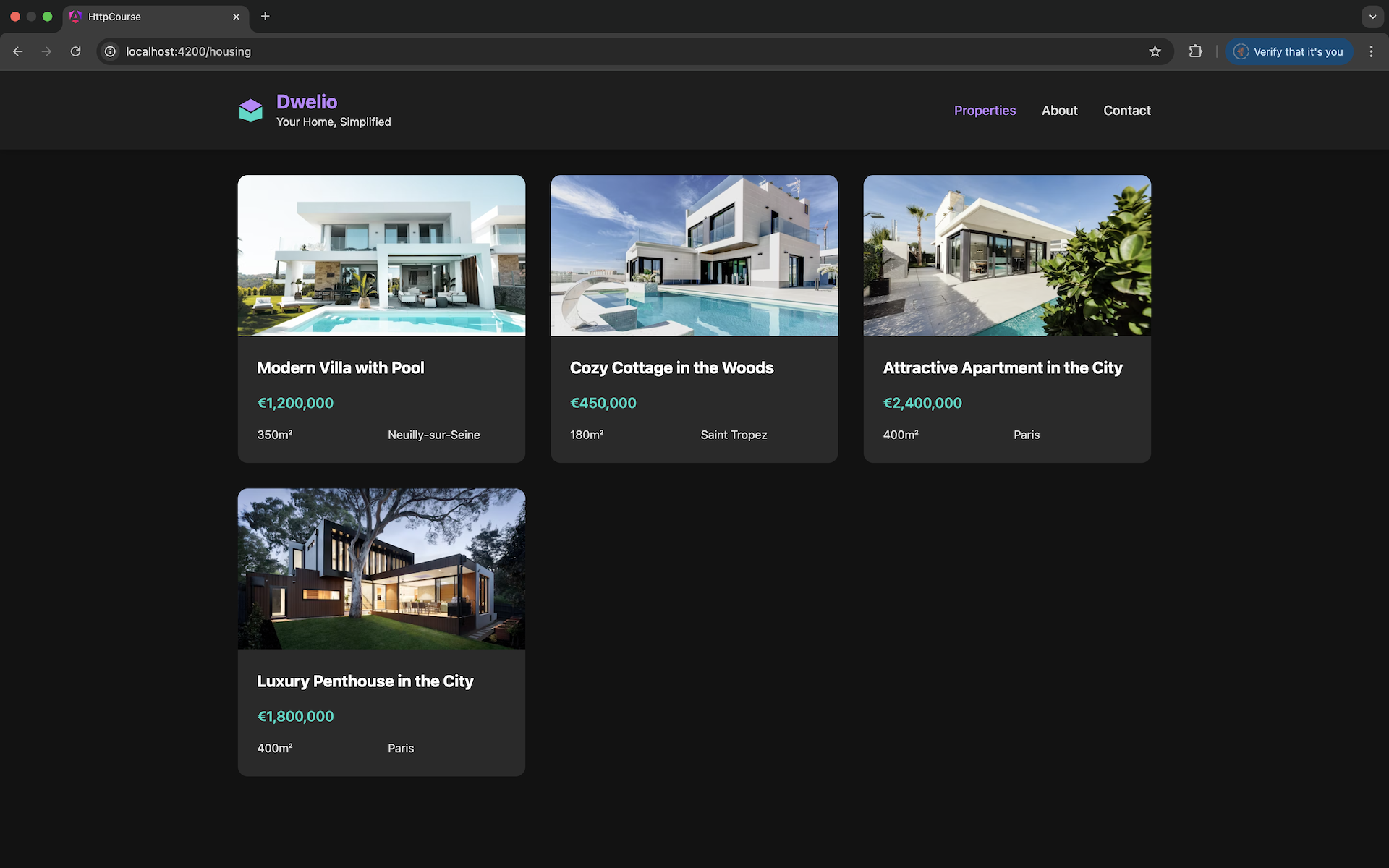 Une grille de biens immobiliers à vendre