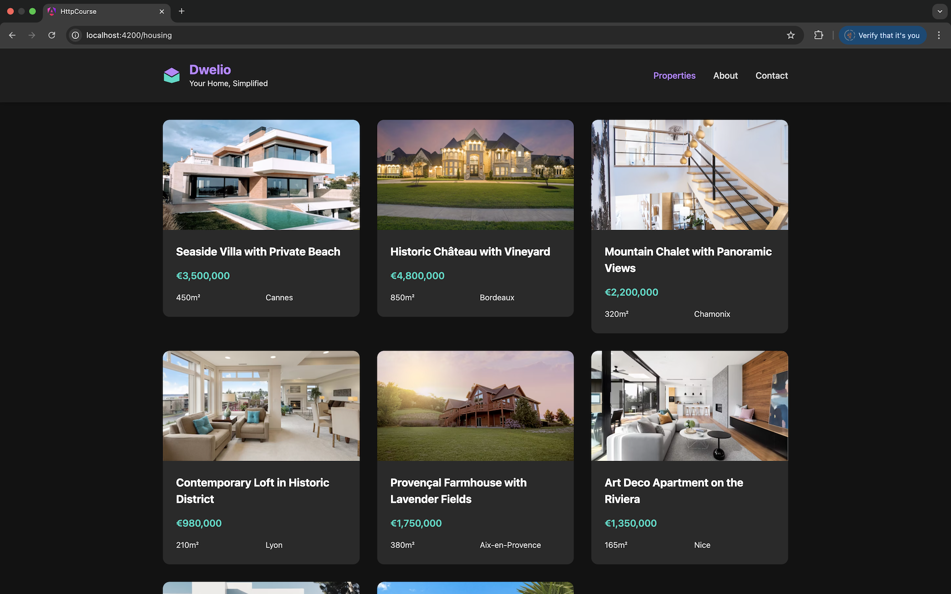 Les biens présentés dans l'application ne sont plus les mêmes