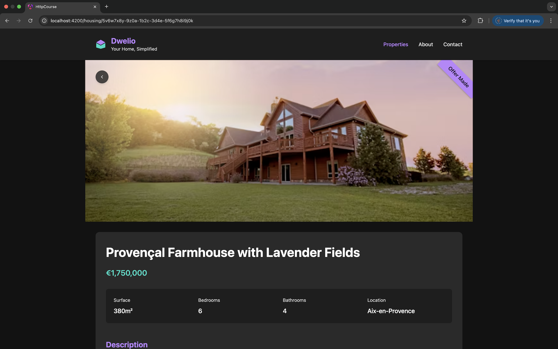 En cliquant sur un bien, ce sont bien ses détails qui sont affichés