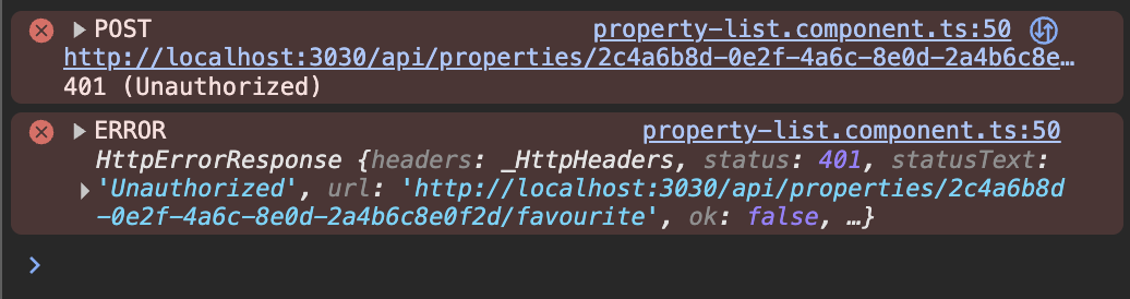 Une erreur 401 car la requête n'est pas autorisée