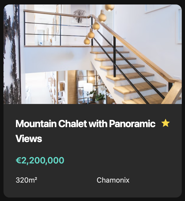 L'étoile qui représente le statut de favori du bien est rempli, montrant que le bien à bien été ajouté aux favoris