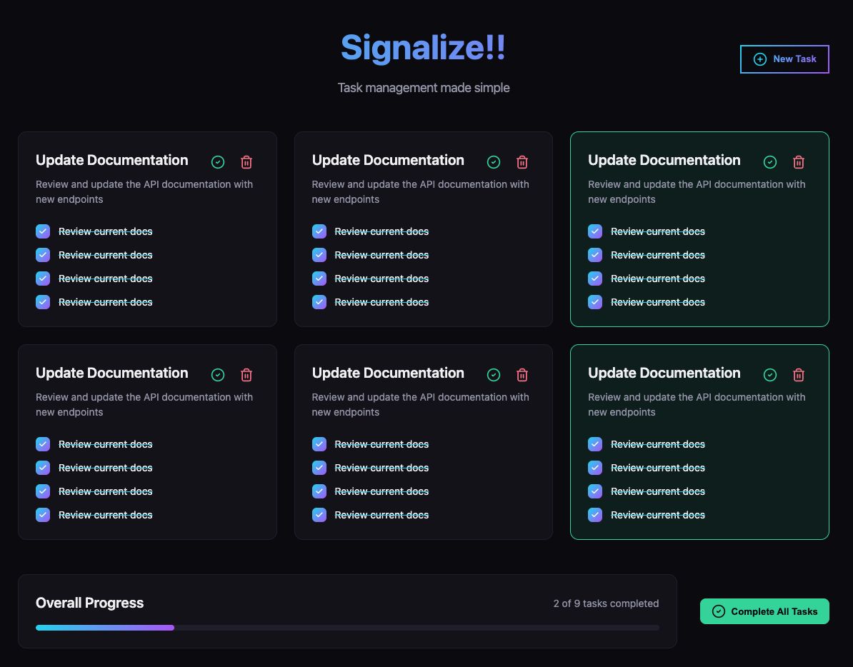 Deux cartes de tâche apparaissent en vert