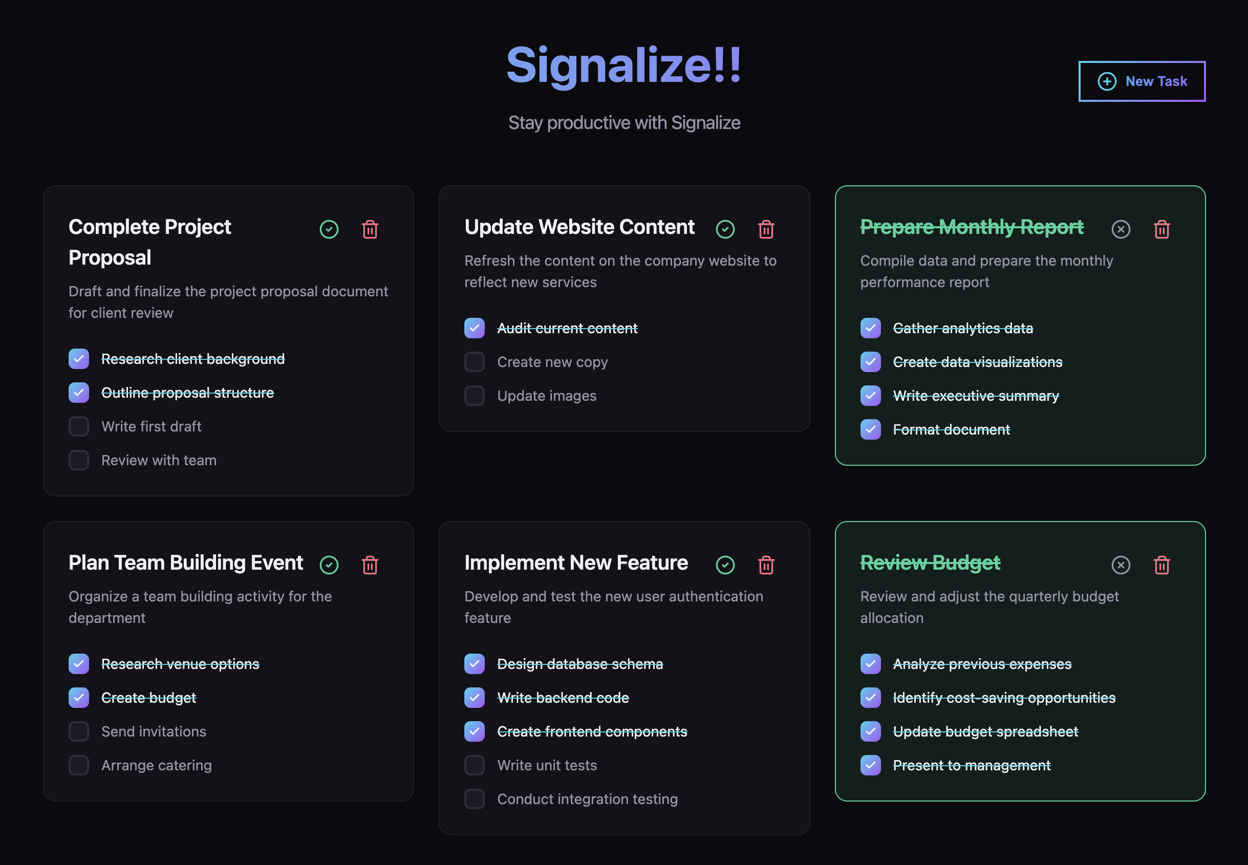 Toutes les tâches apparaissent correctement