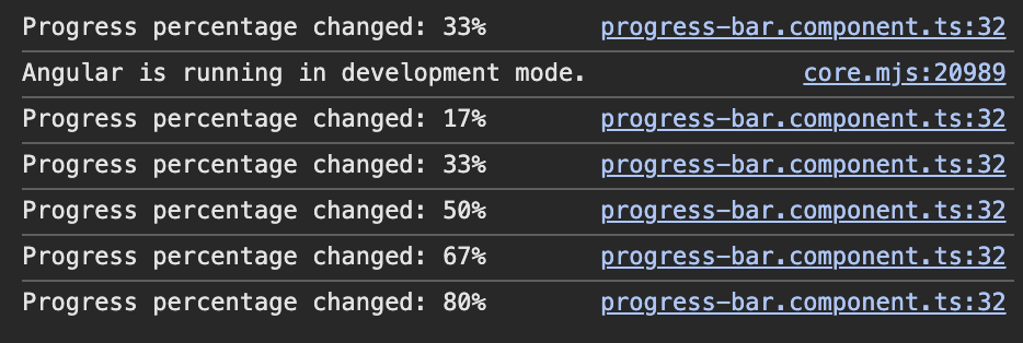 On voit les différents taux de progression pour chaque action de l'utilisateur