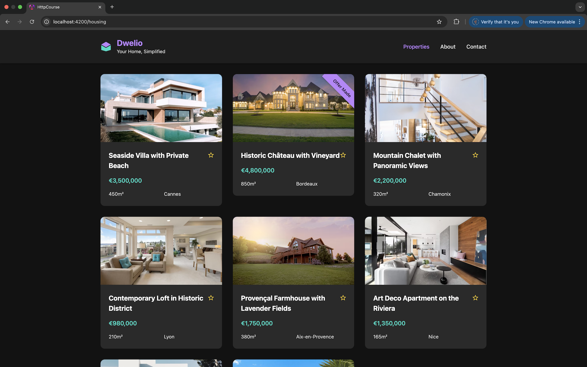 Des biens immobiliers à vendre dans une application web moderne