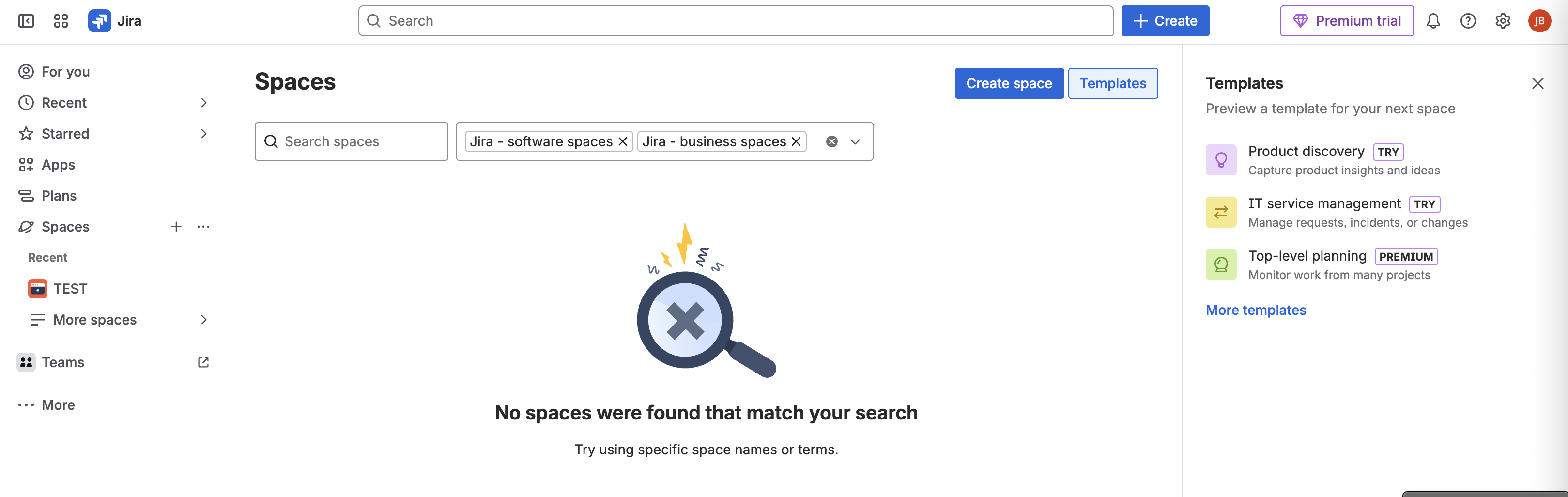 Capture d'écran de la page d’accueil de votre tableau de votre board Jira