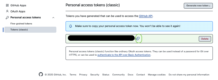 Le ruban de génération de token est affiché au milieu.
