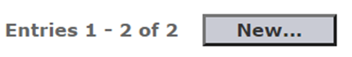 Interface affichant une pagination avec 2 entrées visibles sur 2, accompagnée d’un bouton « New... » pour ajouter une nouvelle entrée.