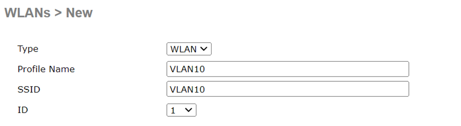 Création d’un nouveau WLAN avec le type