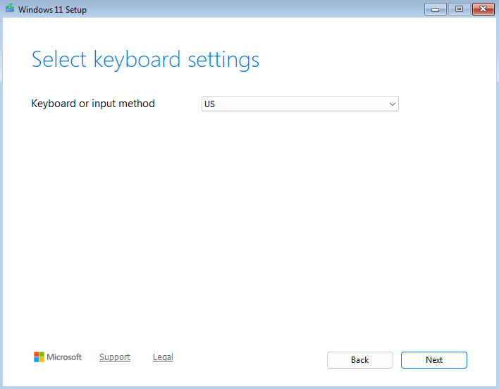 Select the Keyboard Language
