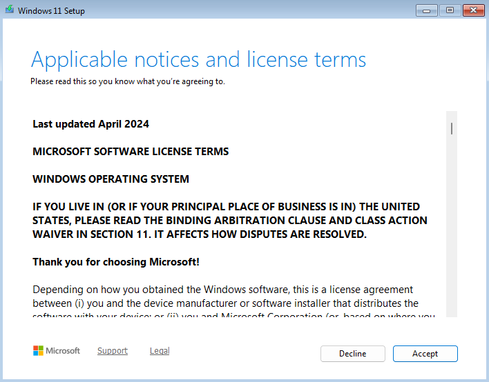 Accept the License Terms