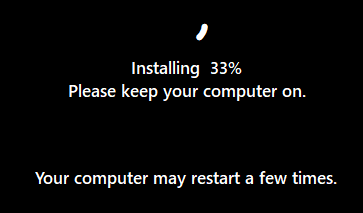 The machine will restart several times