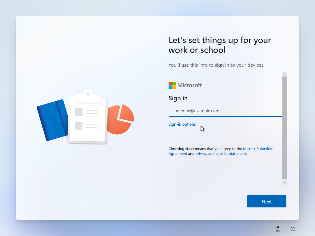 For a test, click Sign-in options; otherwise, use your Microsoft account