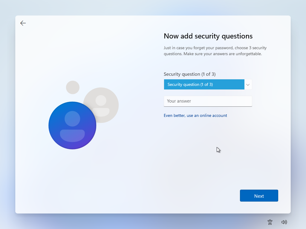 Choose Three Security Questions and Enter Your Answers