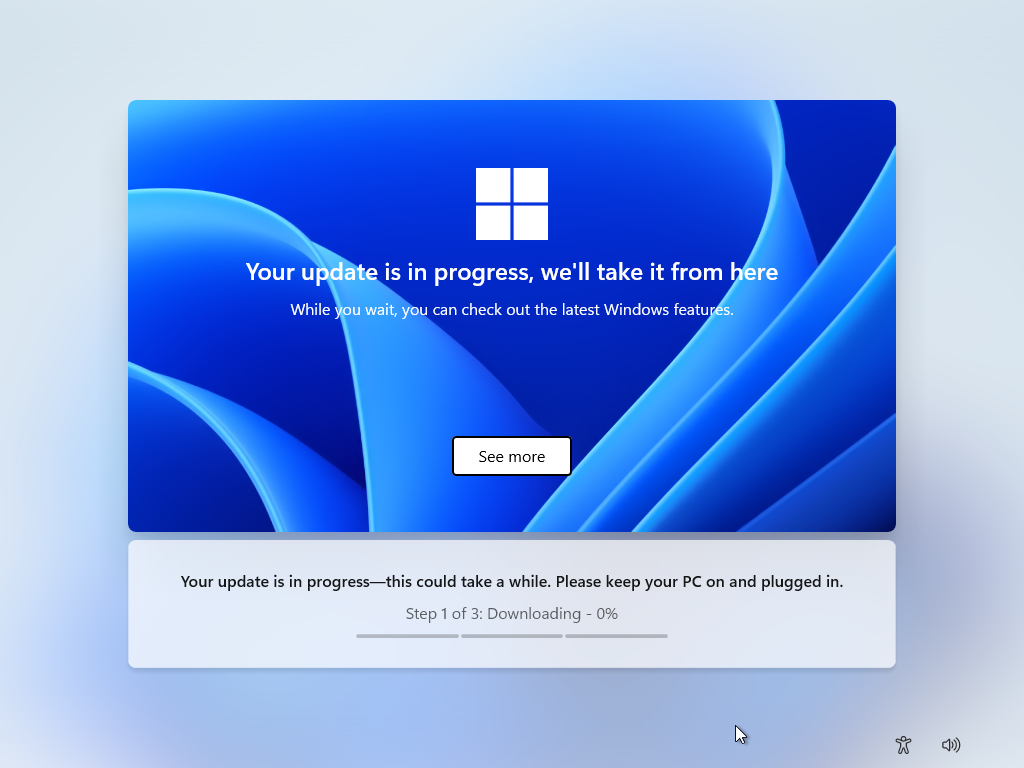 Then let's Windows process the udpates