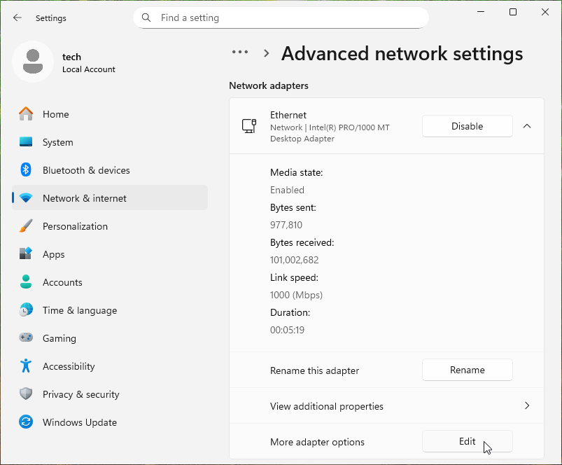 Configure the Network Adapter